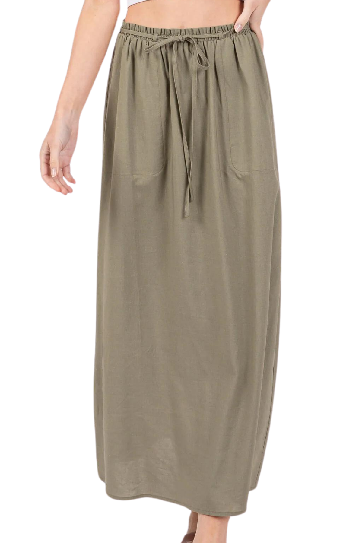 Olivia Tie Belt Midi Skirt