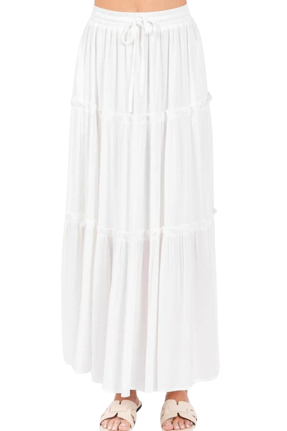 Camila Tiered Maxi Skirt - White