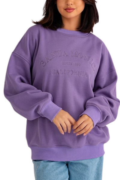 Santa Monica Fleece Lined Sweater - Purple