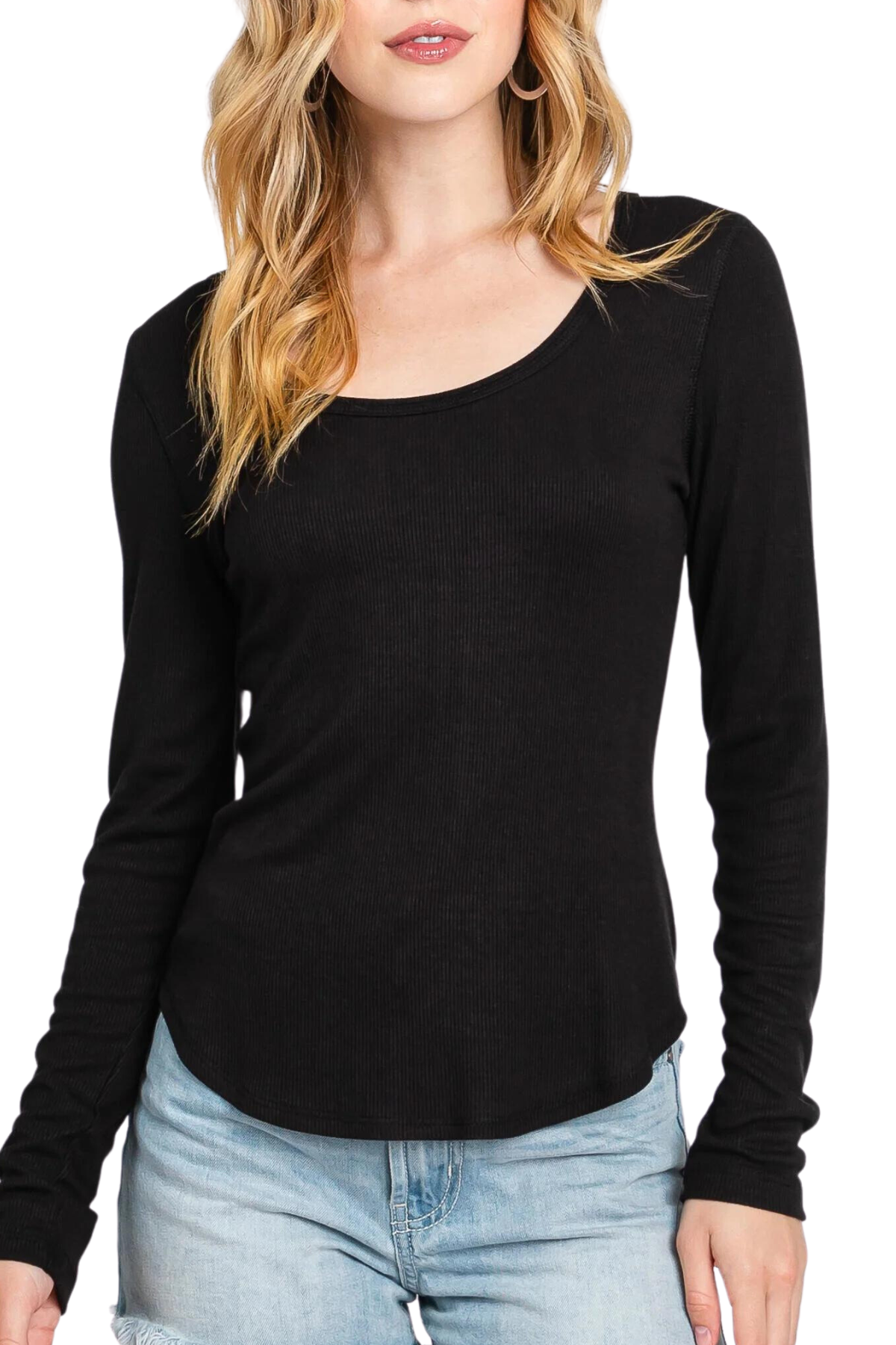 Simple Ribbed Scoop Neck Top