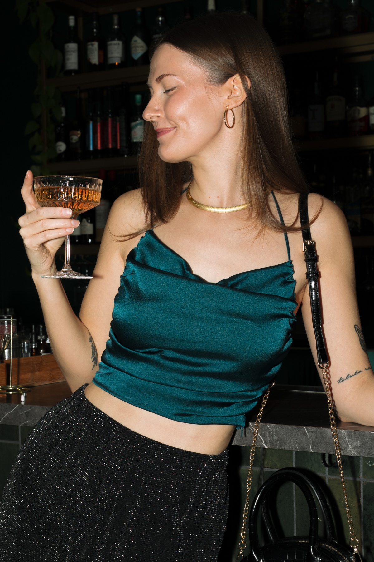 Jade Emerald Satin Top