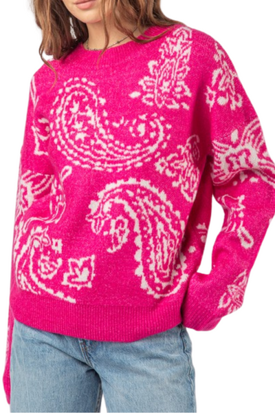Paisley Knit Sweater - Pink