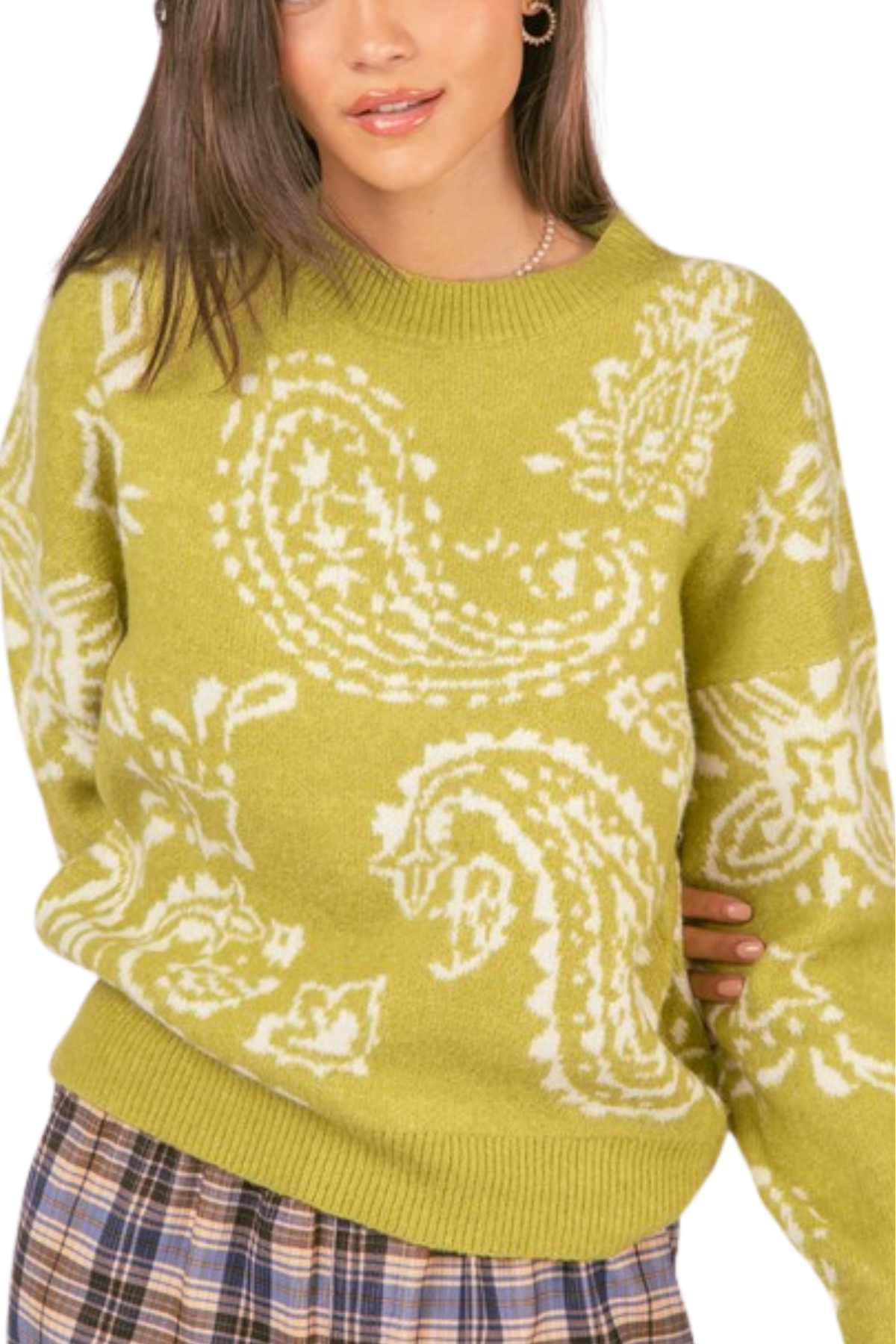 Paisley Knit Sweater - Green
