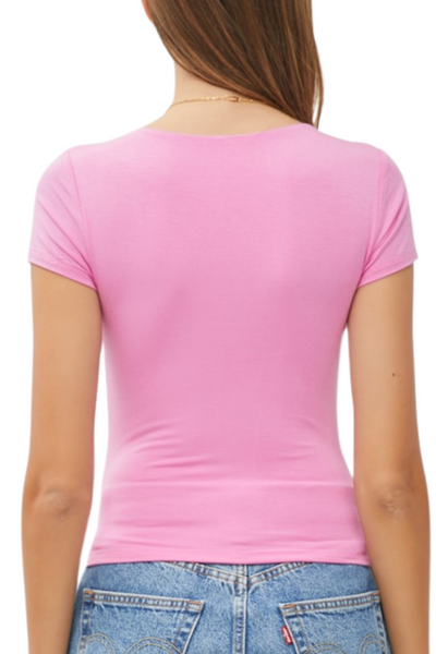 Paige Square Neck Tee - Pink