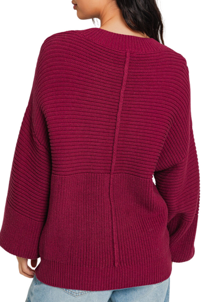 Merlot Ribbed Knit Sweater