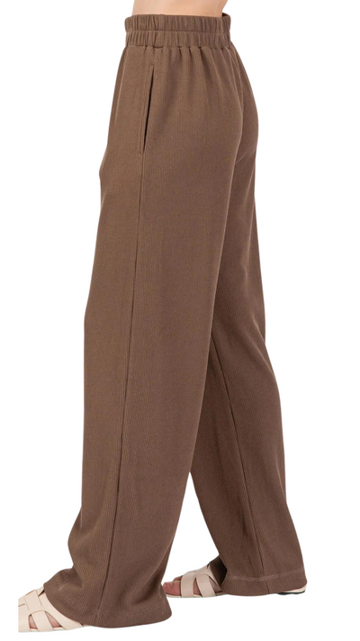 Connie Wide Leg Knit Pants - Brown