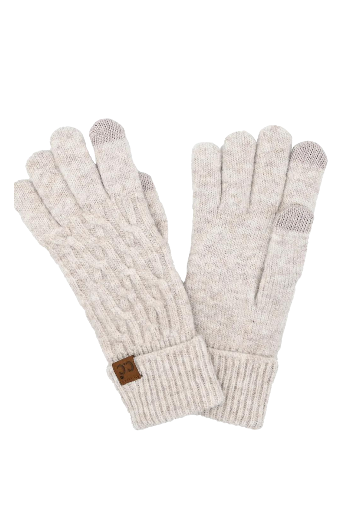 Oatmeal Cable Knit Gloves