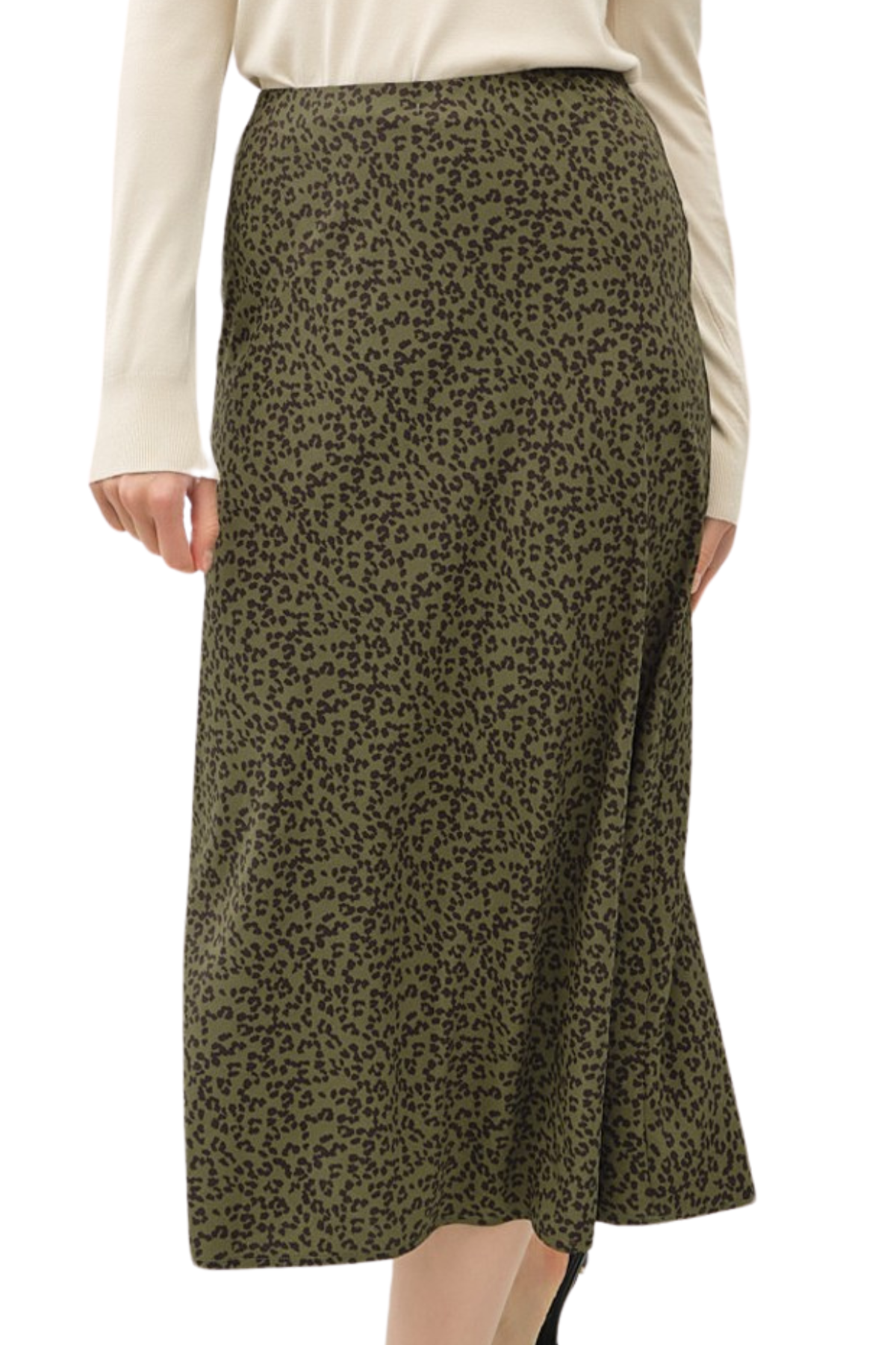 Mandi Printed Midi Skirt - Olive Leopard