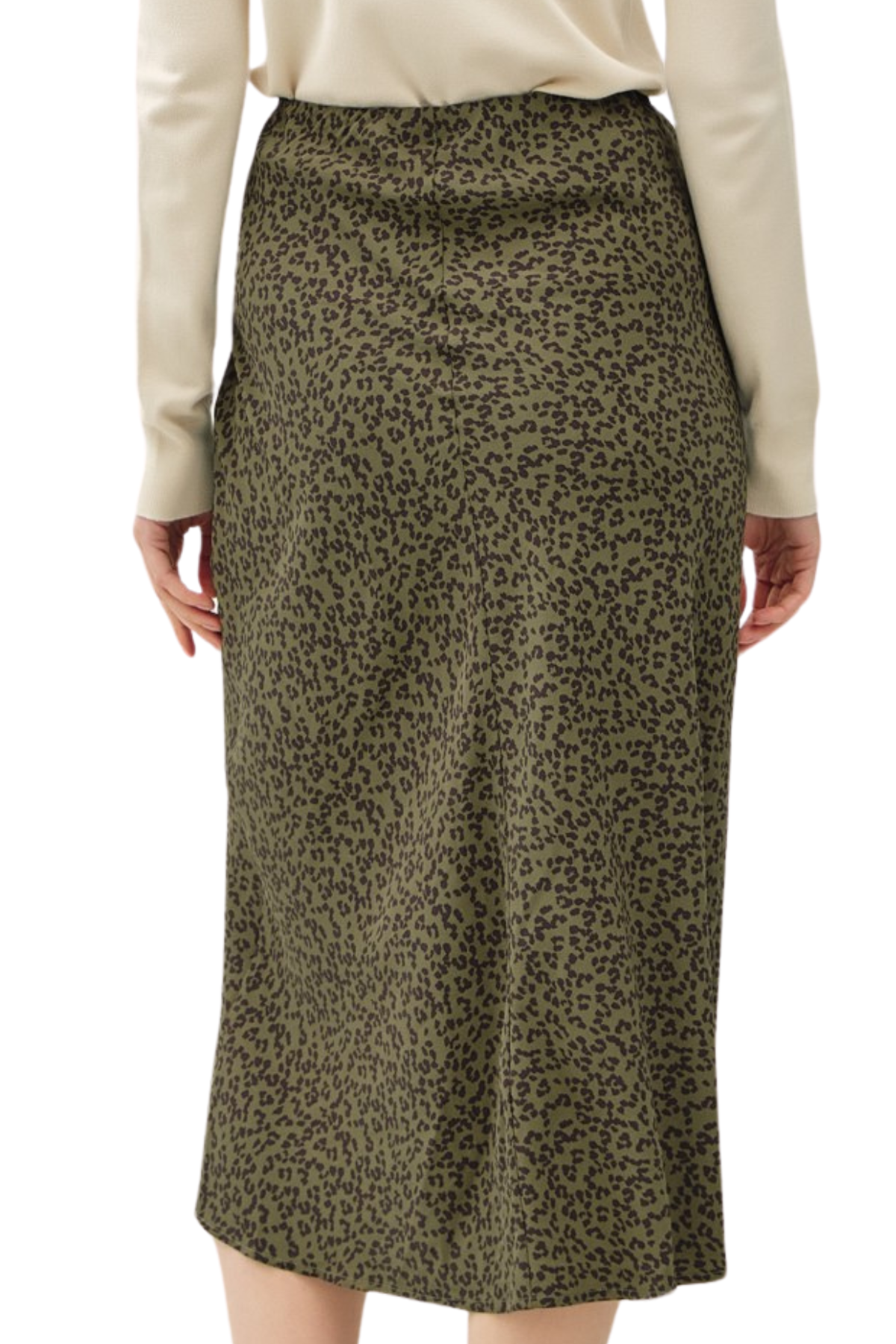 Mandi Printed Midi Skirt - Olive Leopard