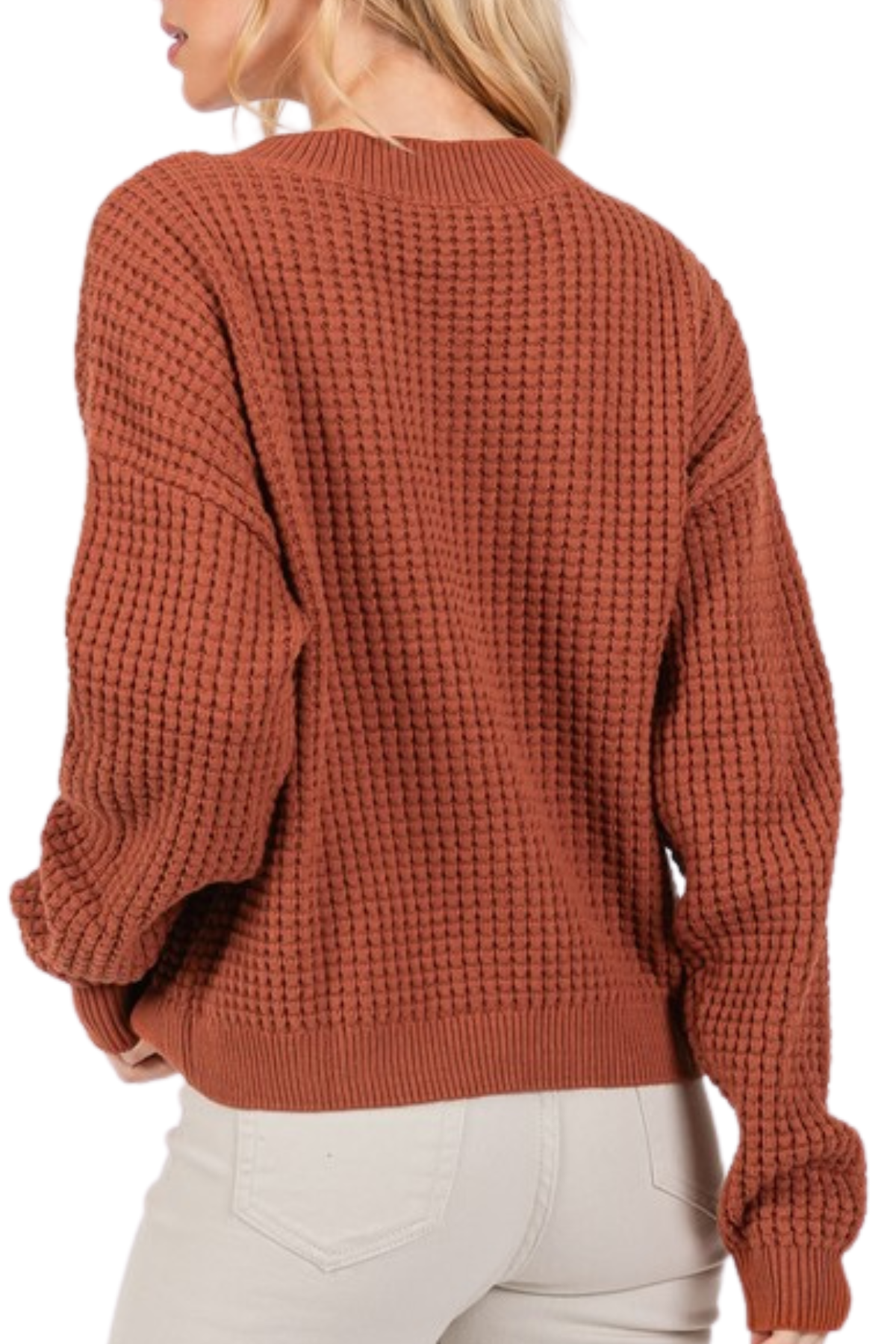 Tracy Waffle Knit Sweater - Terracotta