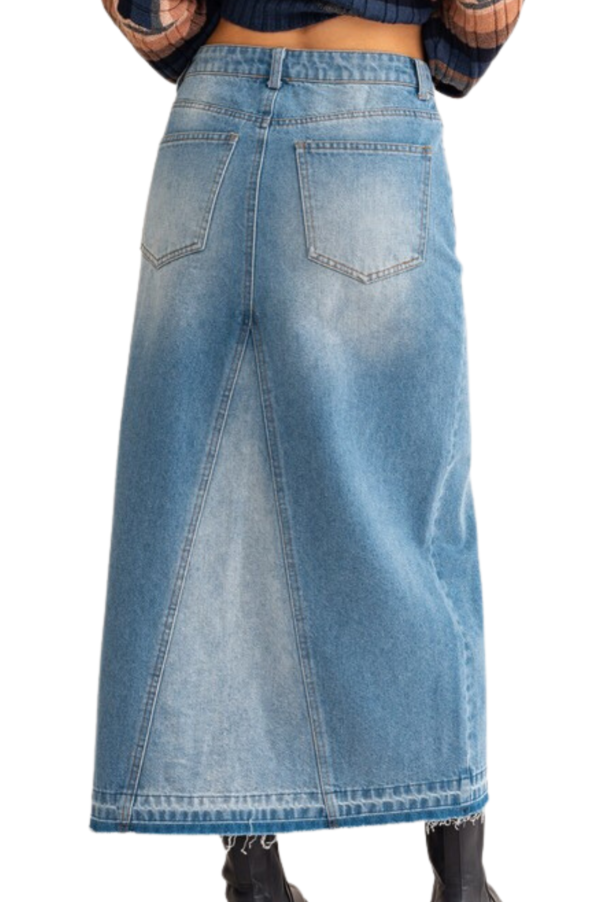 Kim Washed Denim Maxi Skirt