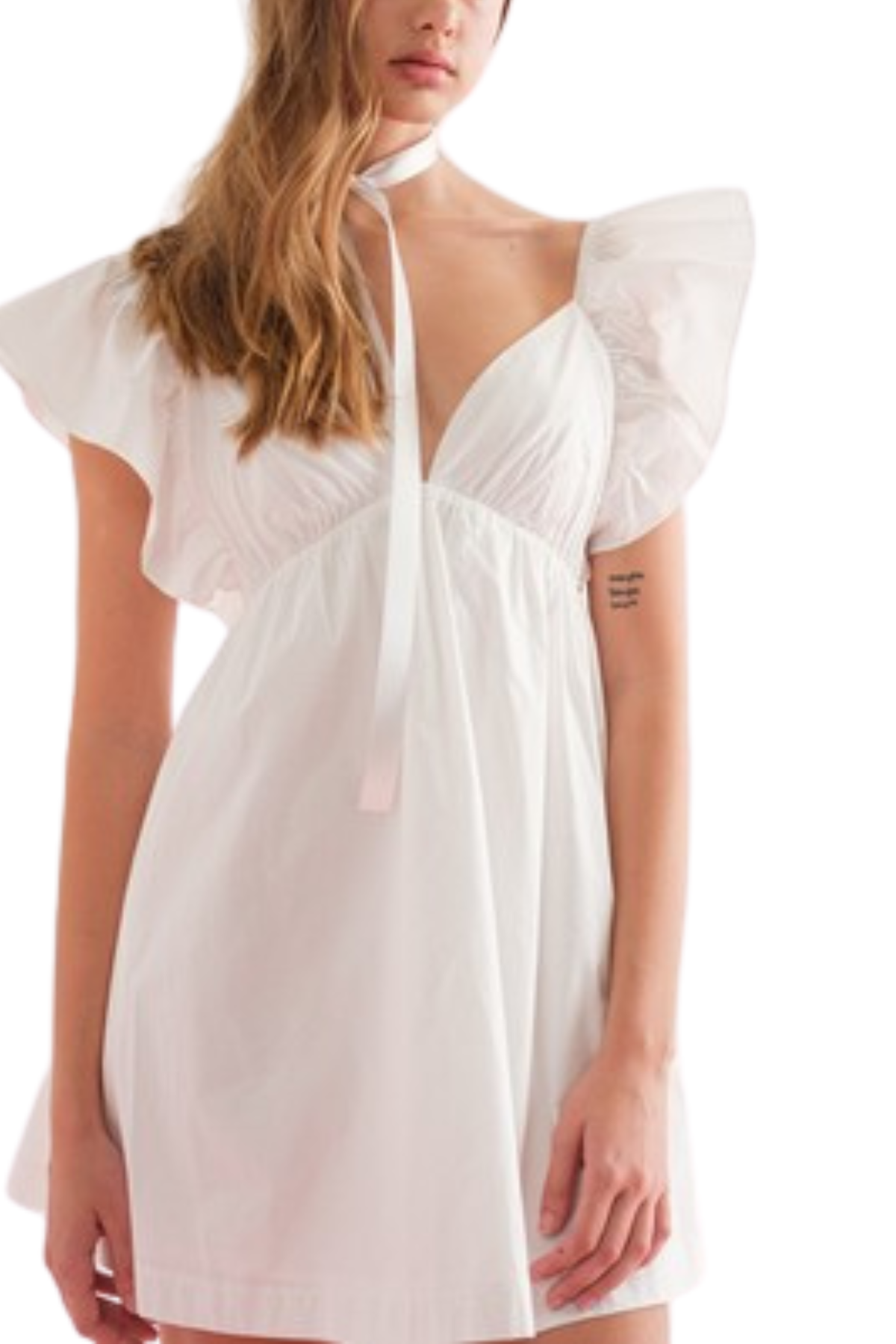 Kennedy Flutter Sleeve Dress - White