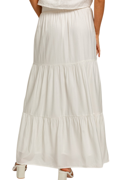 Leanna Tiered Maxi Skirt - White