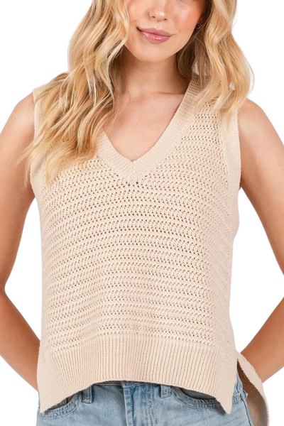 Tula Crochet Tank - Beige