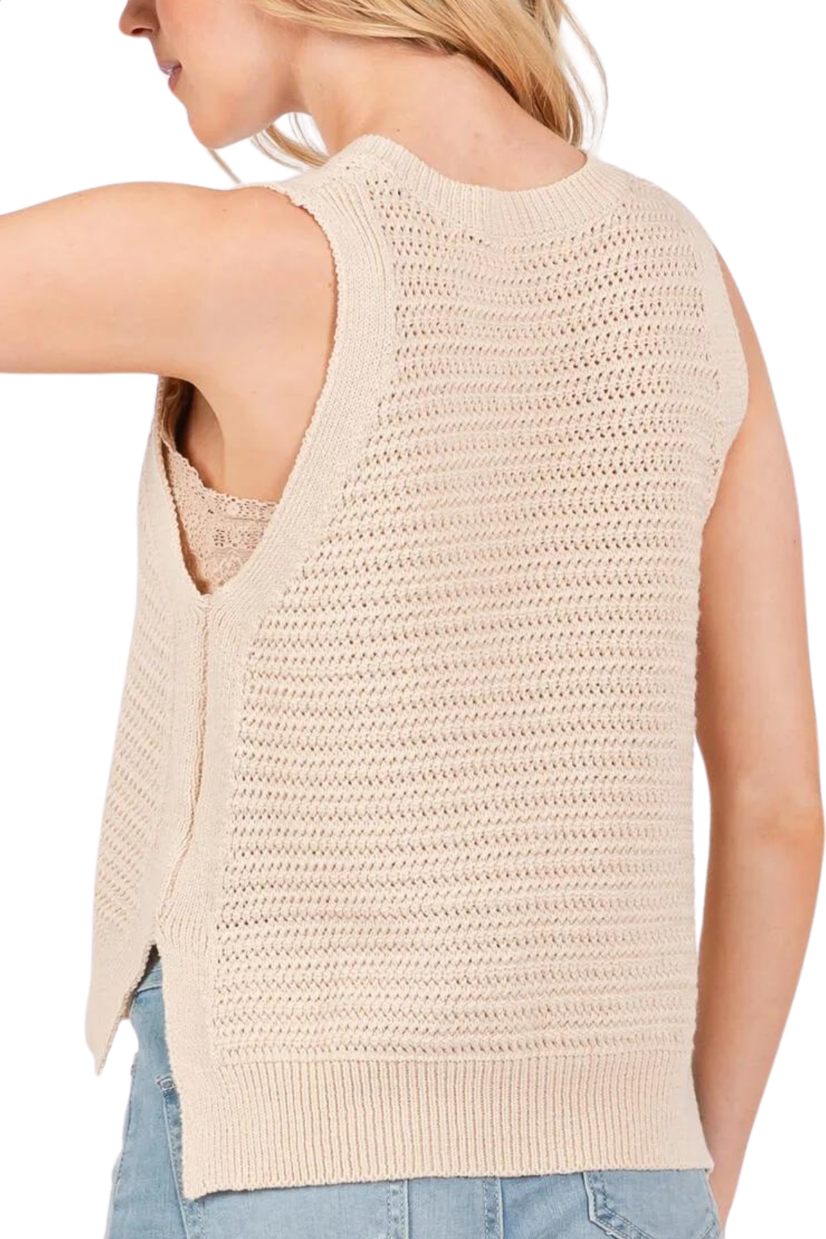 Tula Crochet Tank - Beige