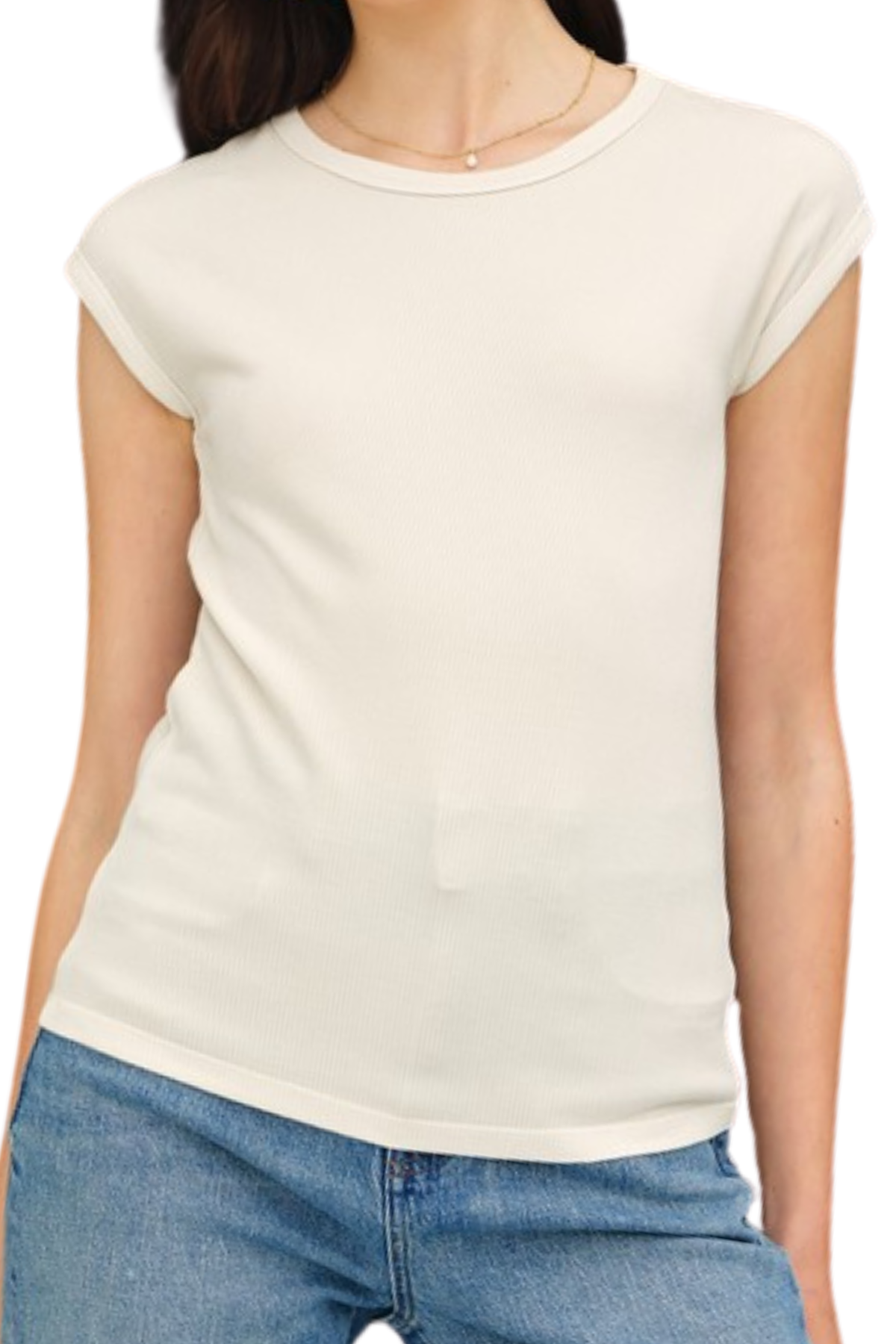 Marla Ribbed Tee - Ecru