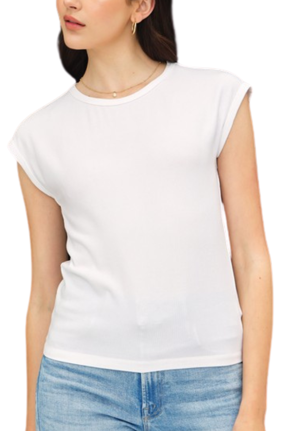 Marla Ribbed Tee - White