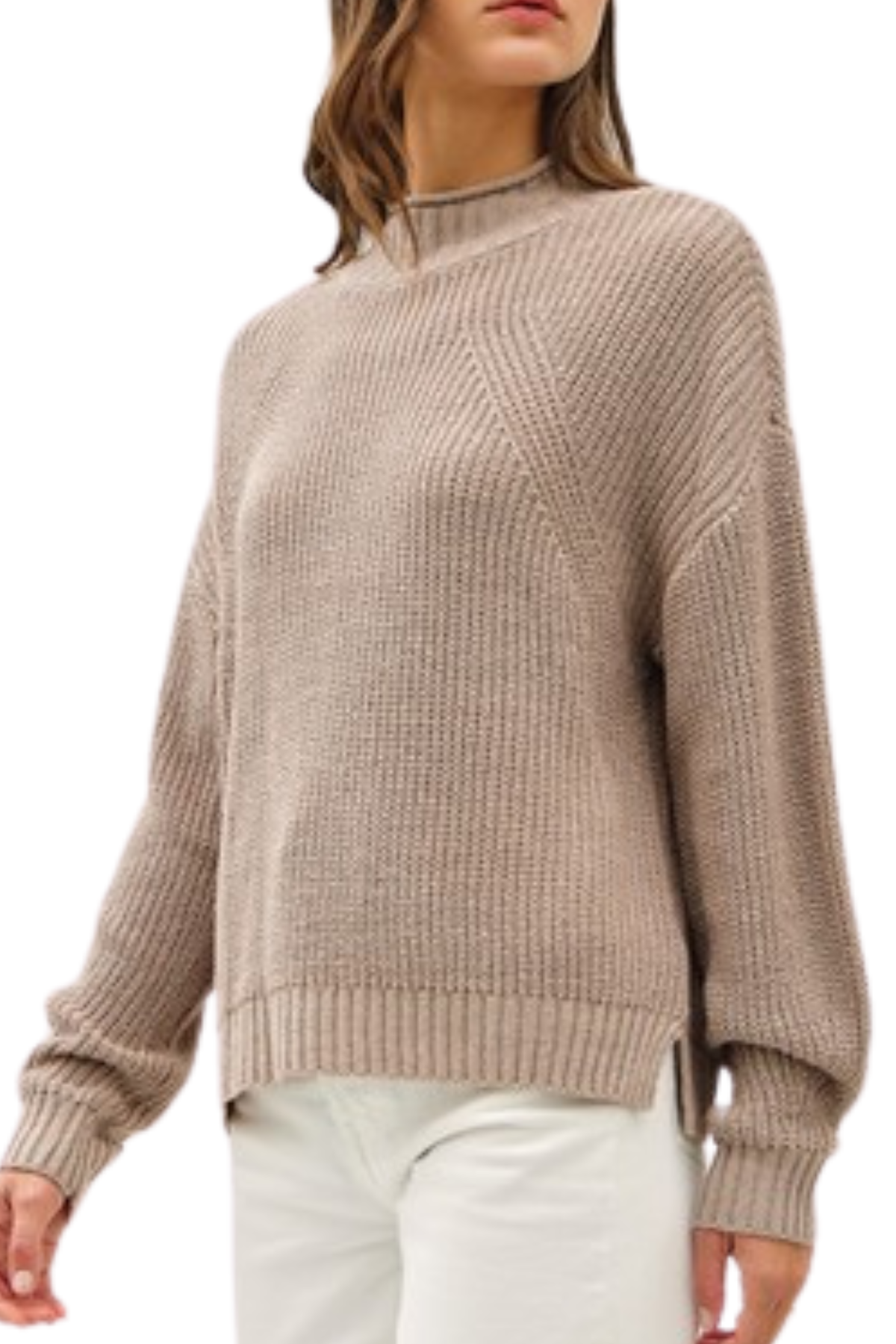 Tia Mockneck Sweater - Beige