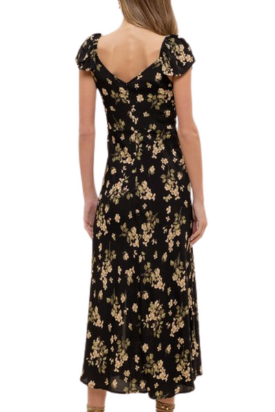 Esme Floral Midi Dress - Black