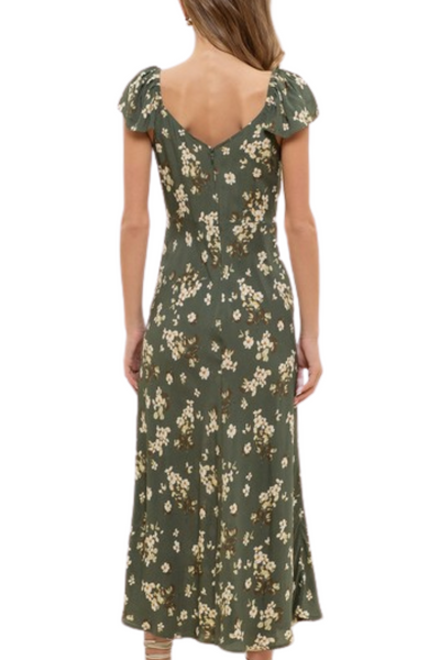 Esme Floral Midi Dress - Green