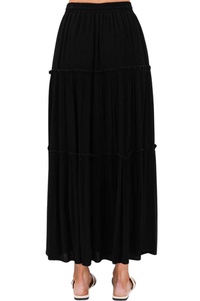 Camila Tiered Maxi Skirt - Black
