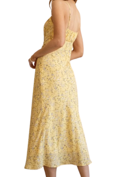 Melina Floral Midi Dress - Yellow