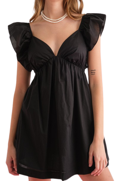 Kennedy Flutter Sleeve Dress - Black