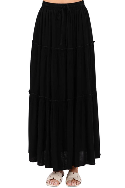 Camila Tiered Maxi Skirt - Black