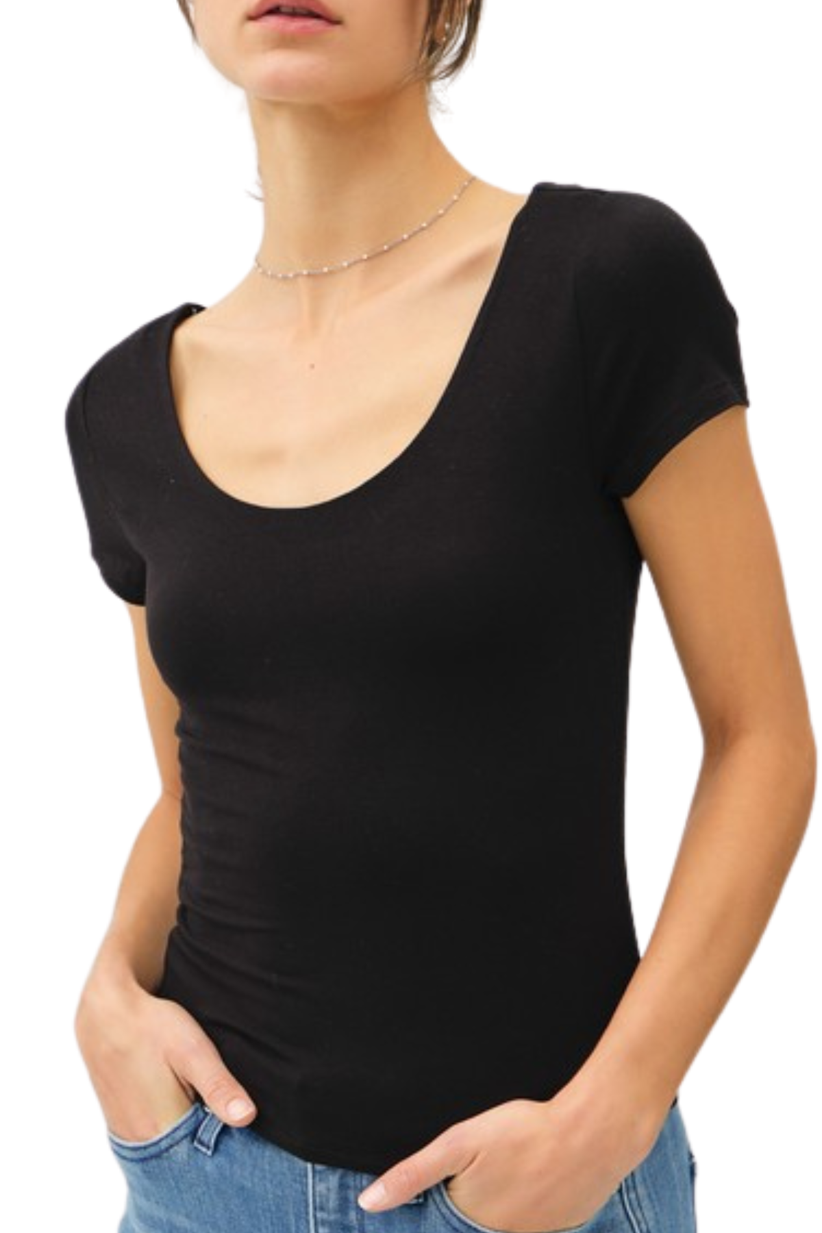 Cassidy Scoop Neck Tee - Black