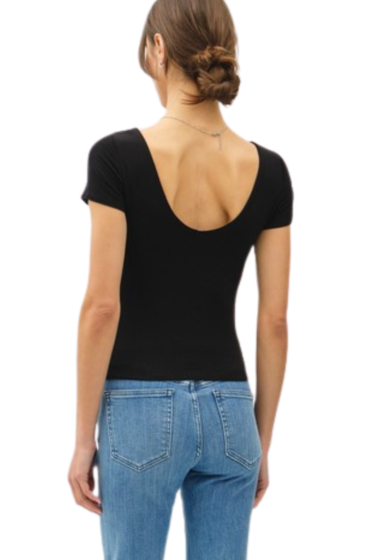 Cassidy Scoop Neck Tee - Black