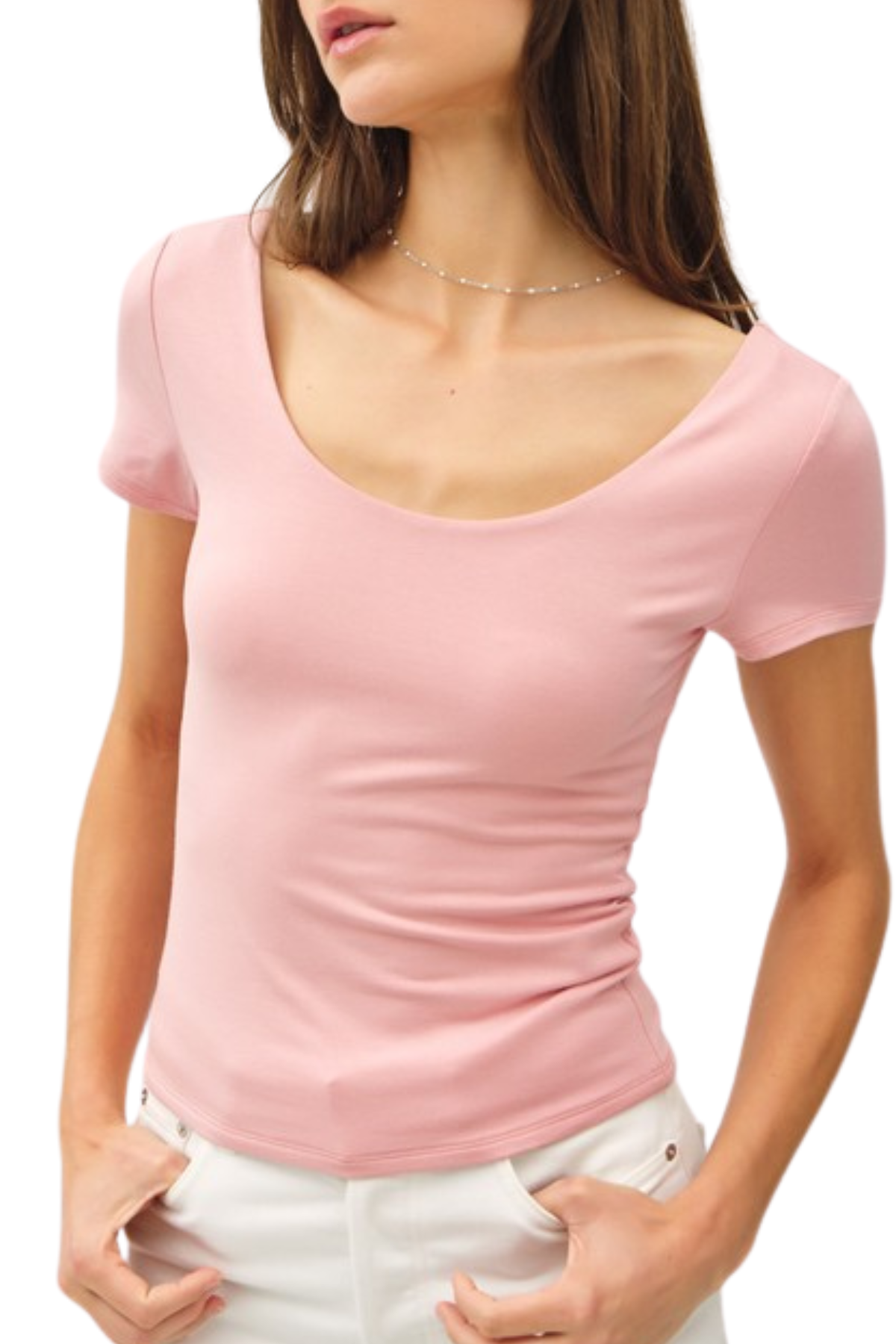 Cassidy Scoop Neck Tee - Rose