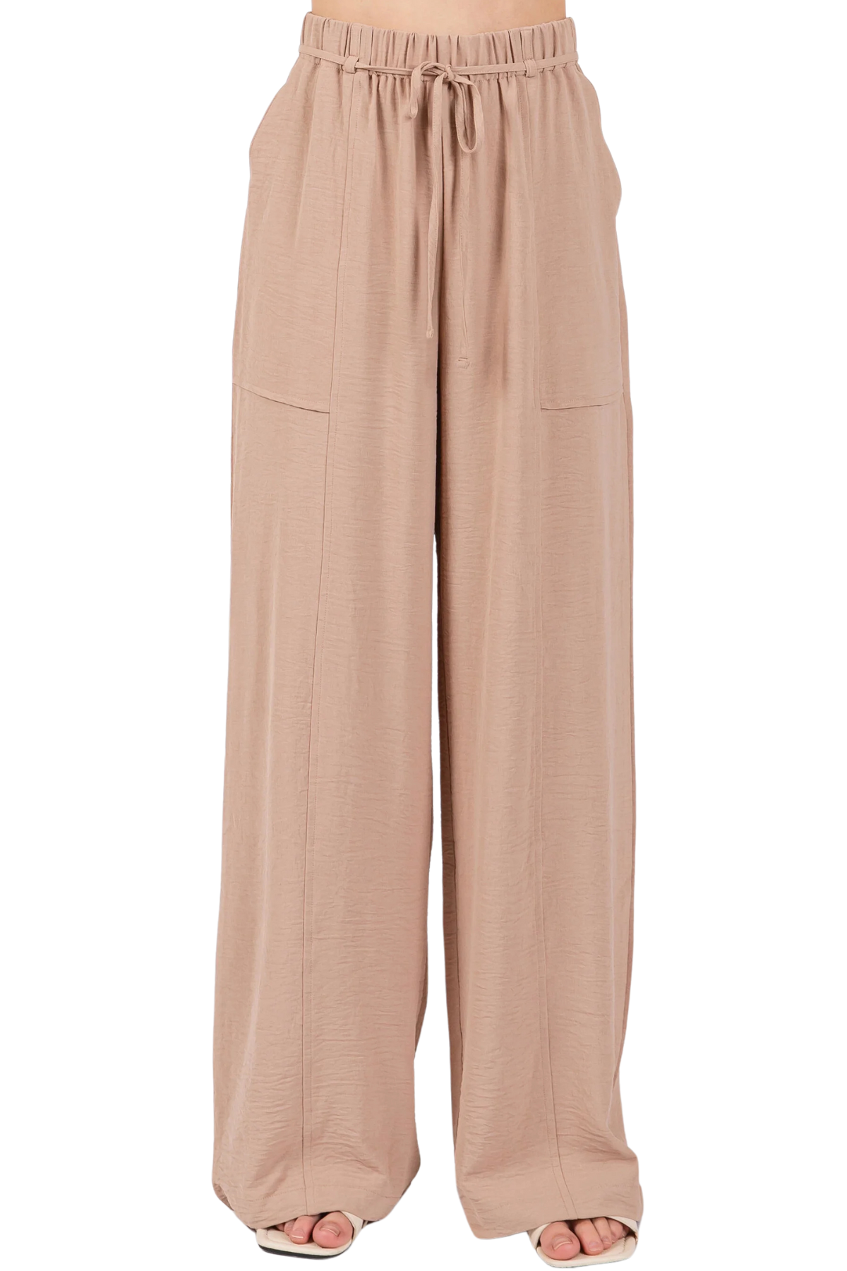 Shanda Wide Leg Belted Pants - Taupe