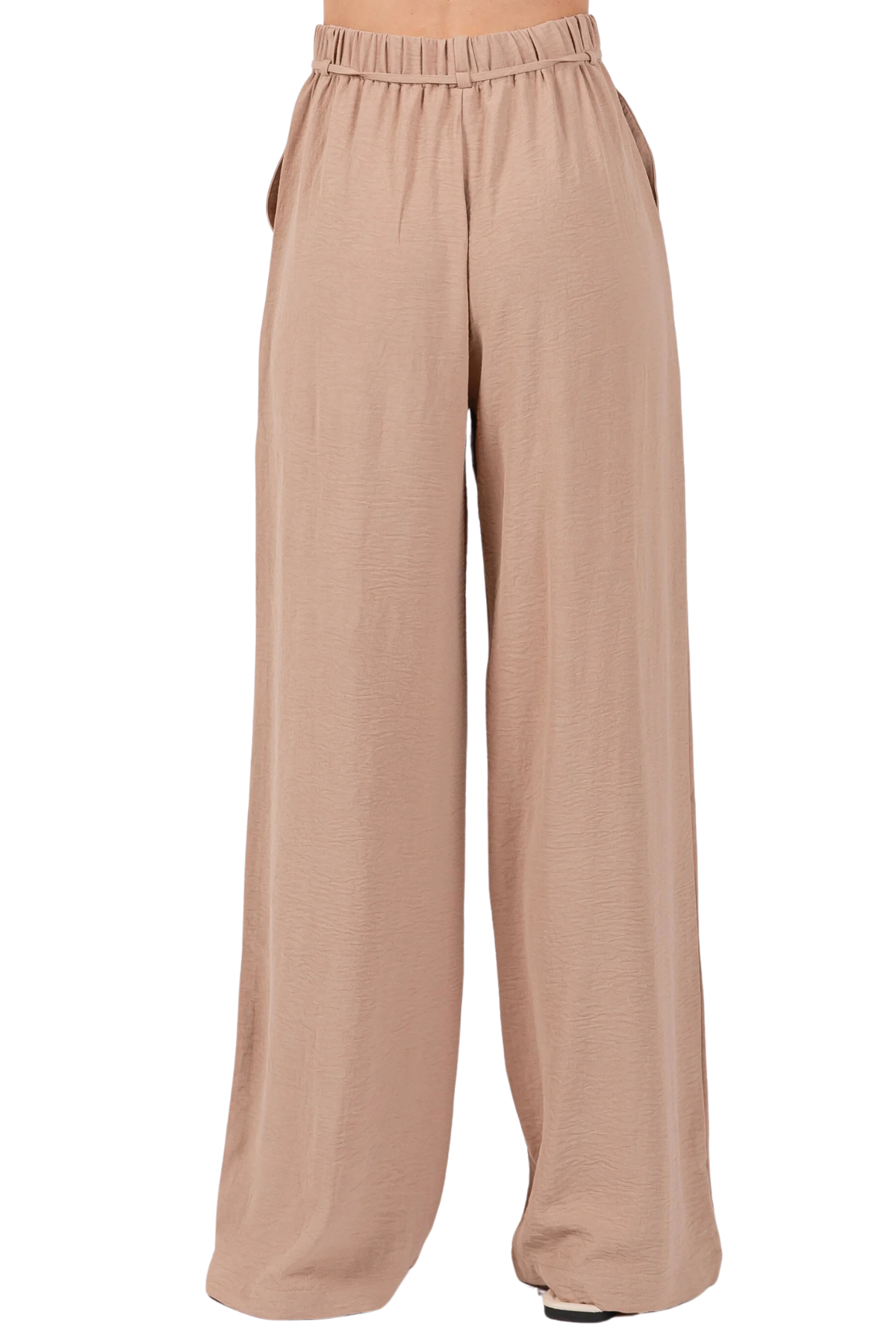 Shanda Wide Leg Belted Pants - Taupe