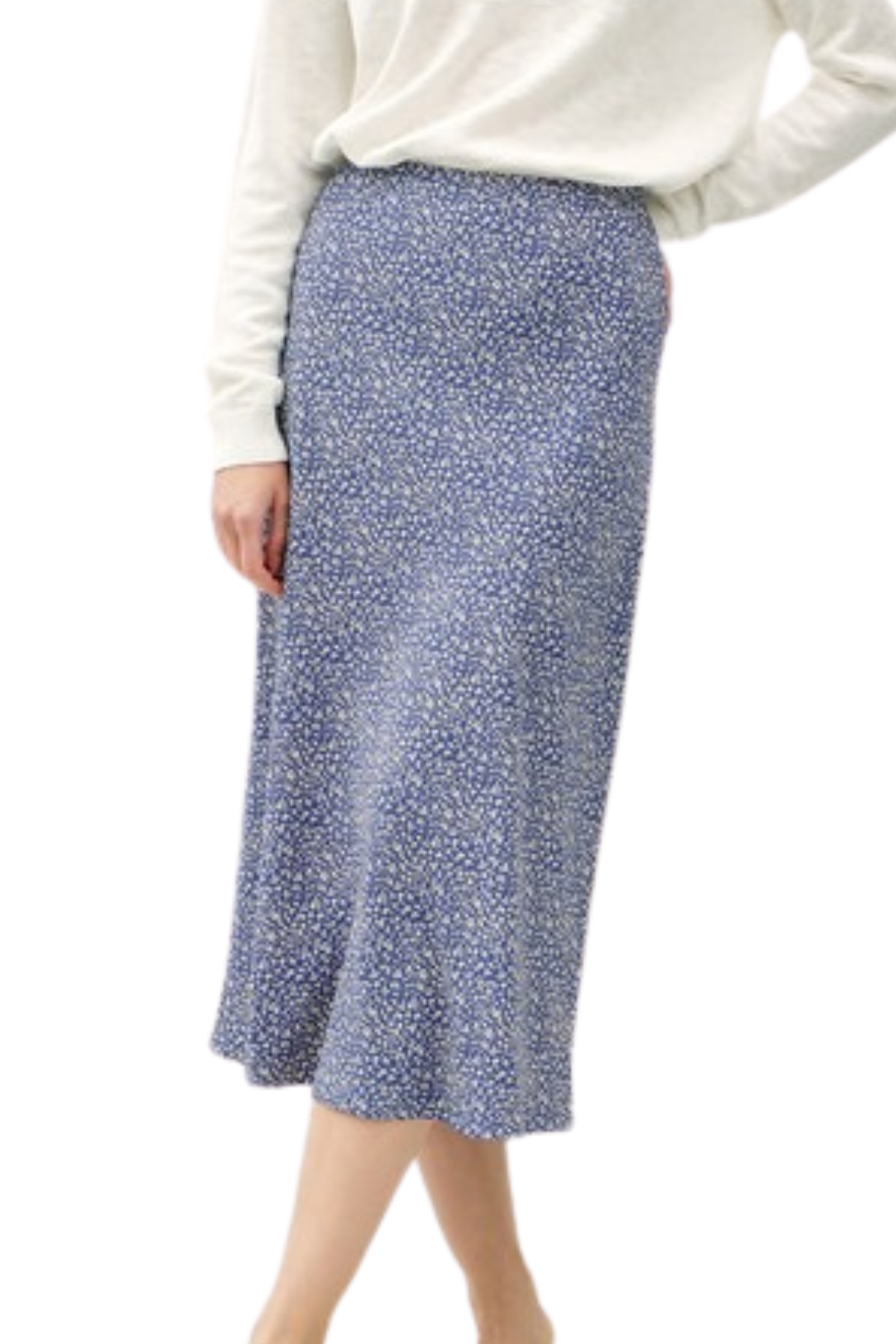 Mandi Printed Midi Skirt - Dusty Blue