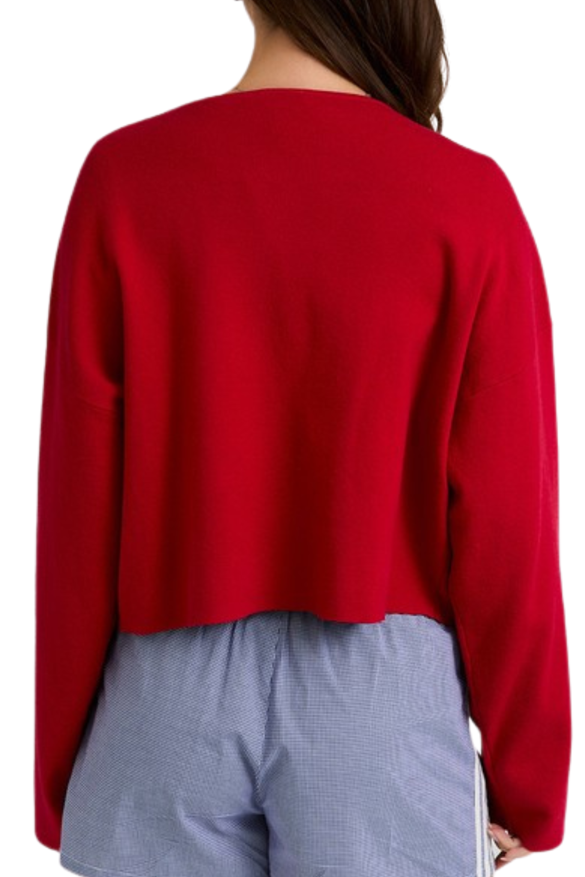 Lauren Round Neck Cardigan - Red
