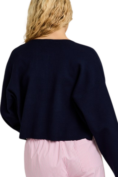 Lauren Round Neck Cardigan - Navy