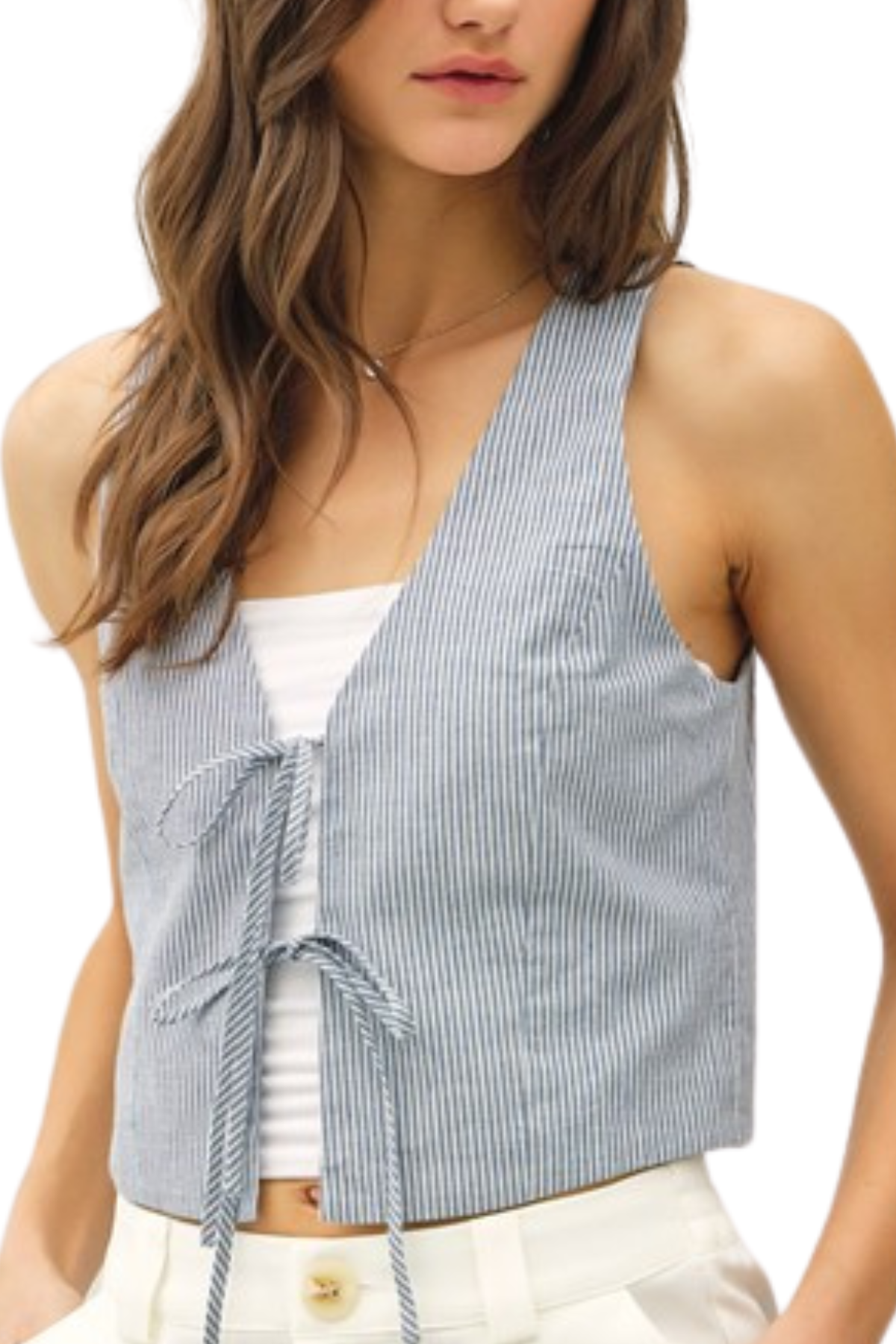 Belle Tie Front Top - Blue