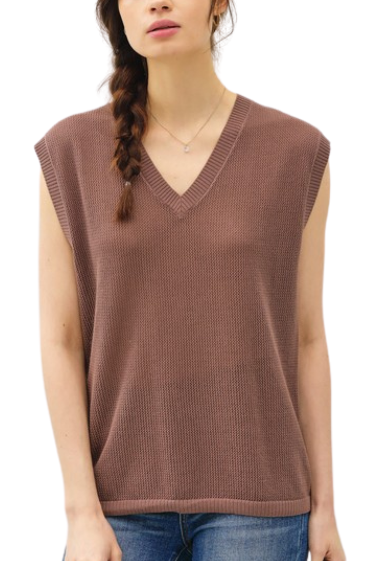 Bella Varsity Vest - Mocha