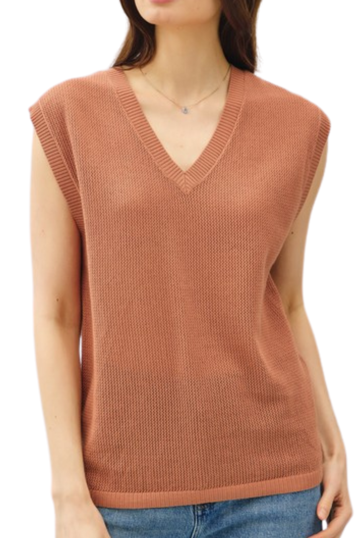 Bella Varsity Vest - Terracotta