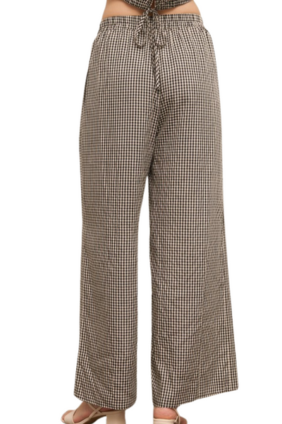Arya Wide-Leg Pants - Gingham