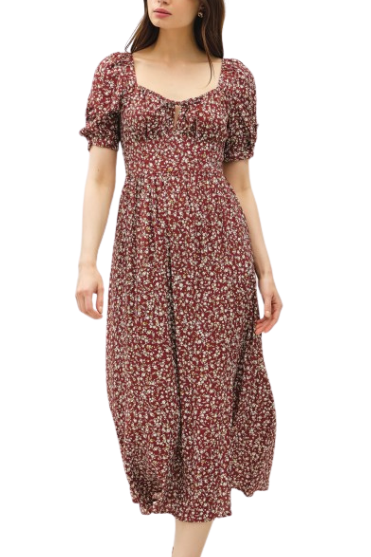 Lizzie Floral Midi Dress - Rust