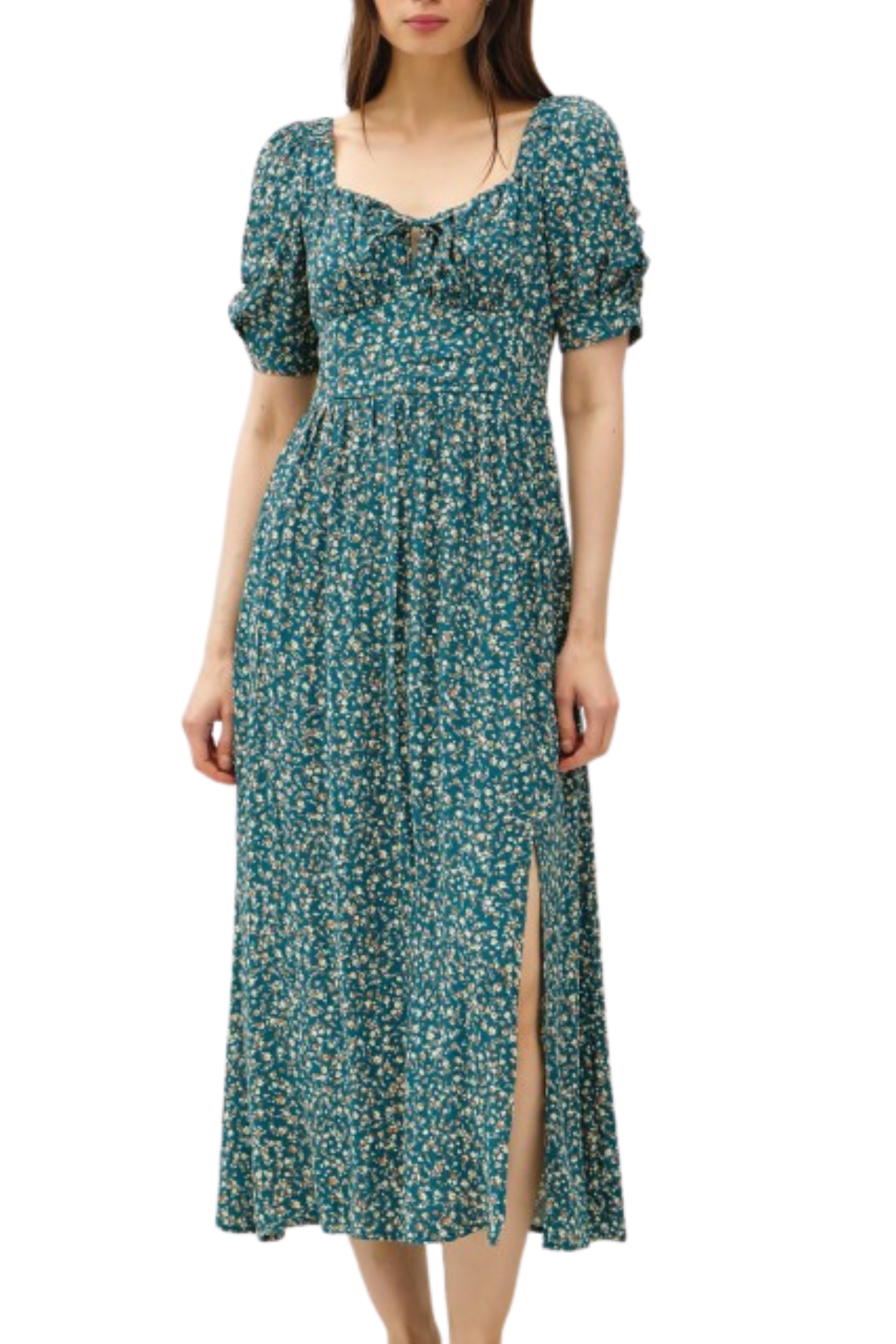 Lizzie Floral Midi Dress - Teal