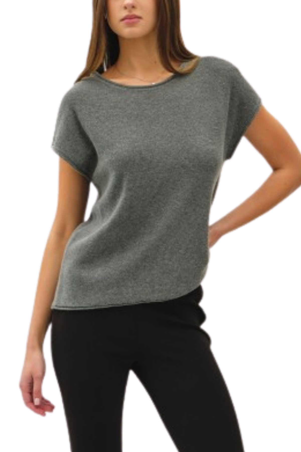Jo Knit Tee - Charcoal