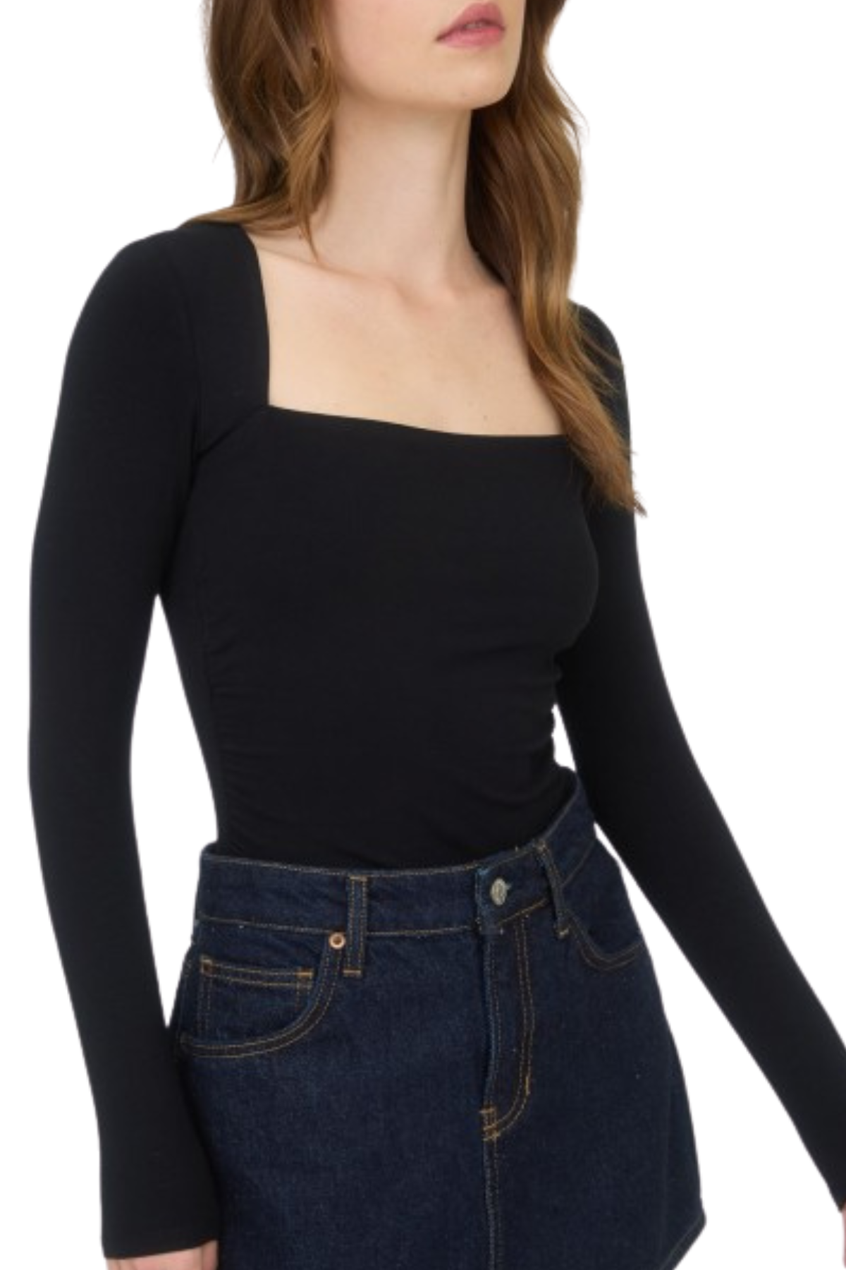 Casey Square Neck Top - Black