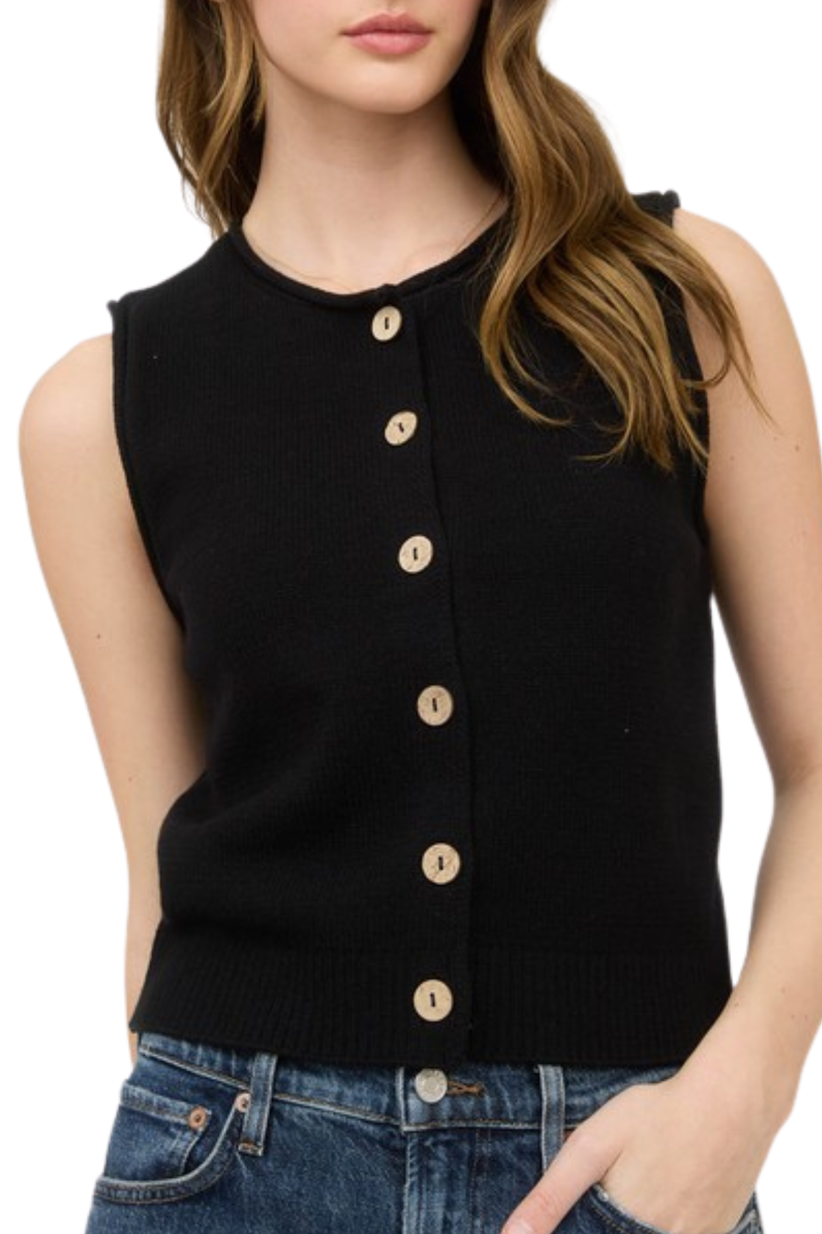 Anne Button Up Top - Black