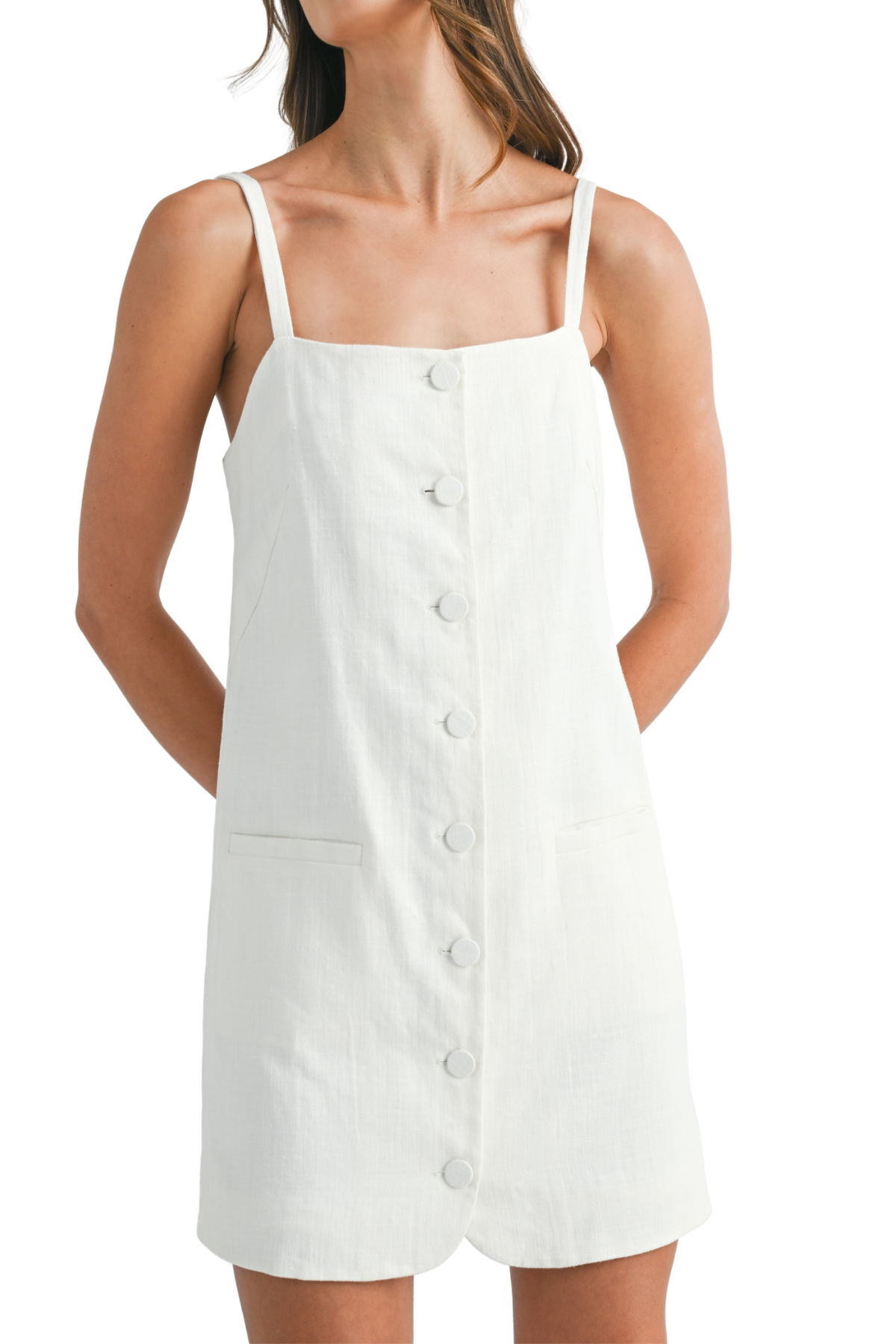 Mabel Button Front Dress - Off-White