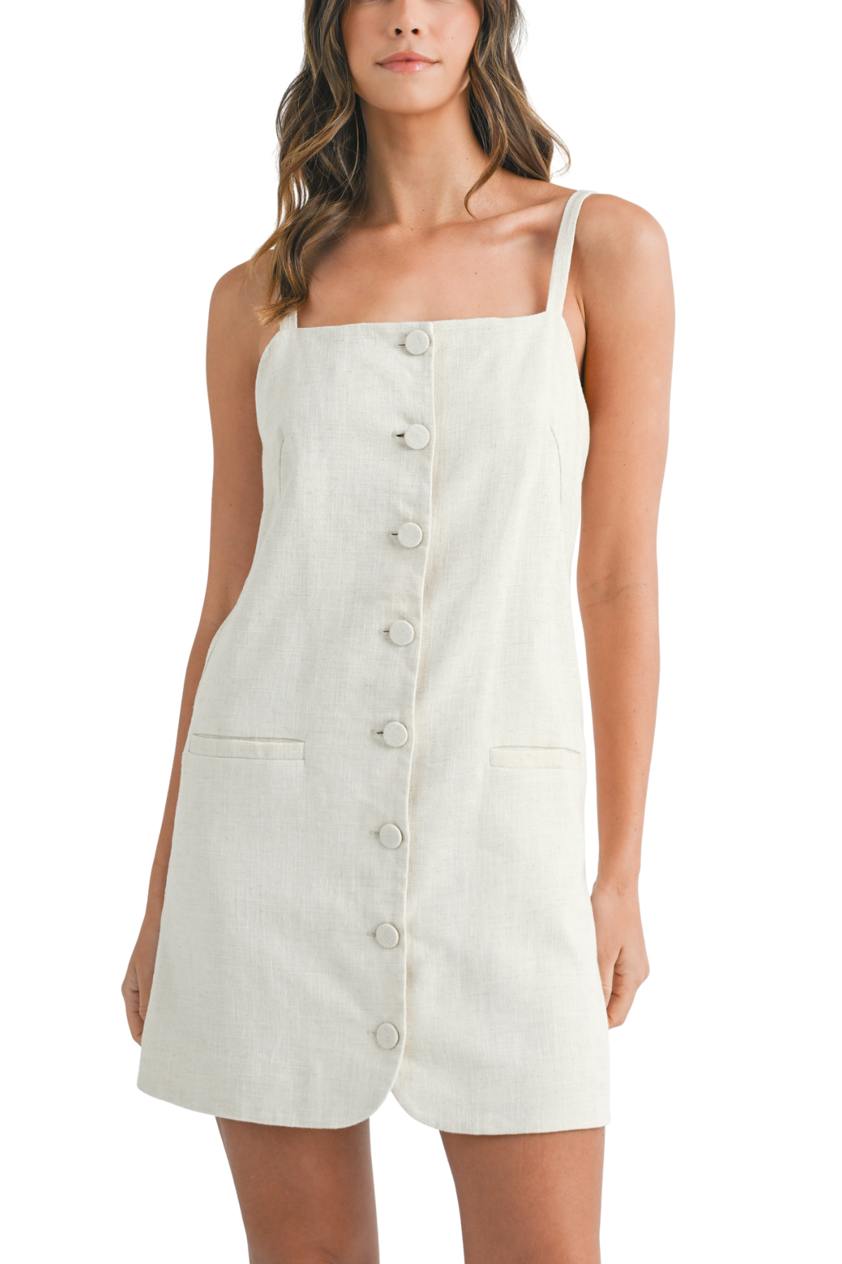 Mabel Button Front Dress - Beige