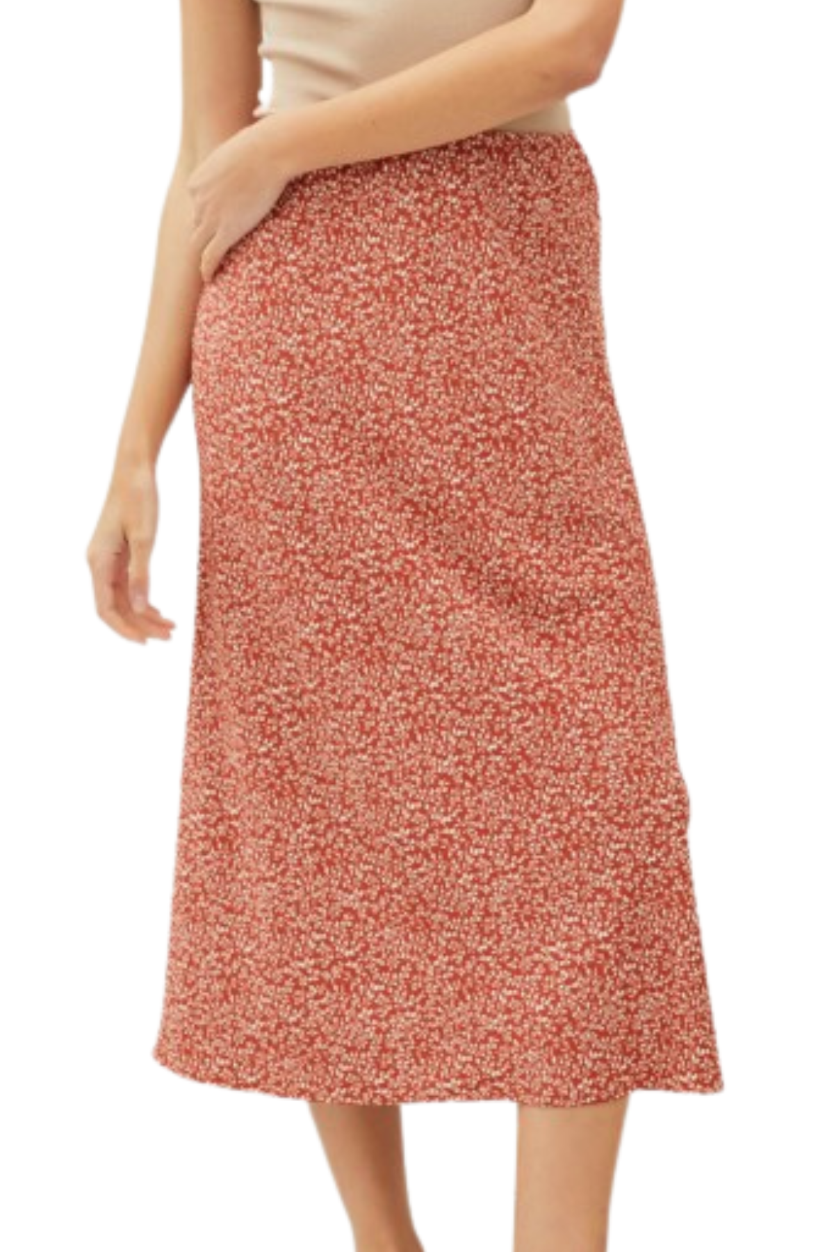 Mandi Printed Midi Skirt - Orange