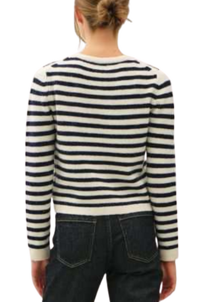 Kaia Striped Cardigan - Navy