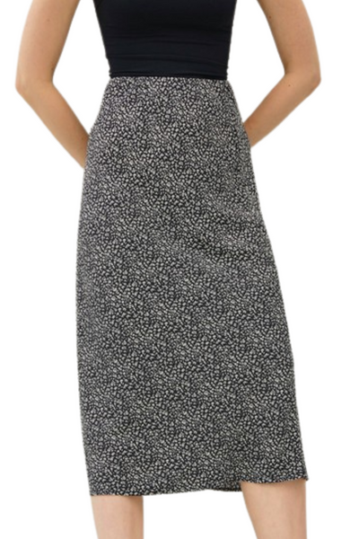Mandi Printed Midi Skirt - Black